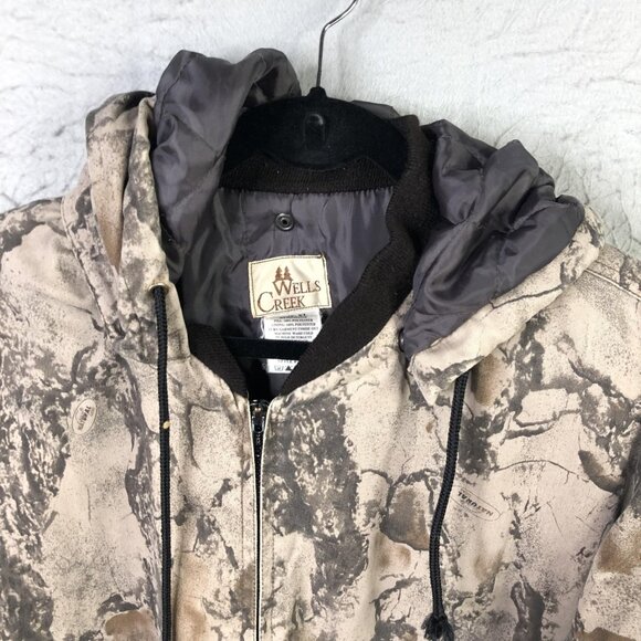 Wells Creek Jacket Mens XL Camo Hooded Zip Front Hunting Cotton Twill Insulated - Picture 13 of 16